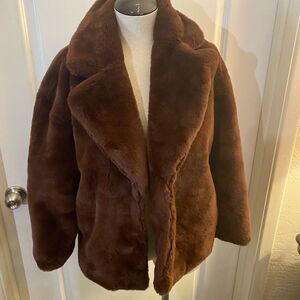 TheGet Faux Fur Jacket Bown Sz S/M